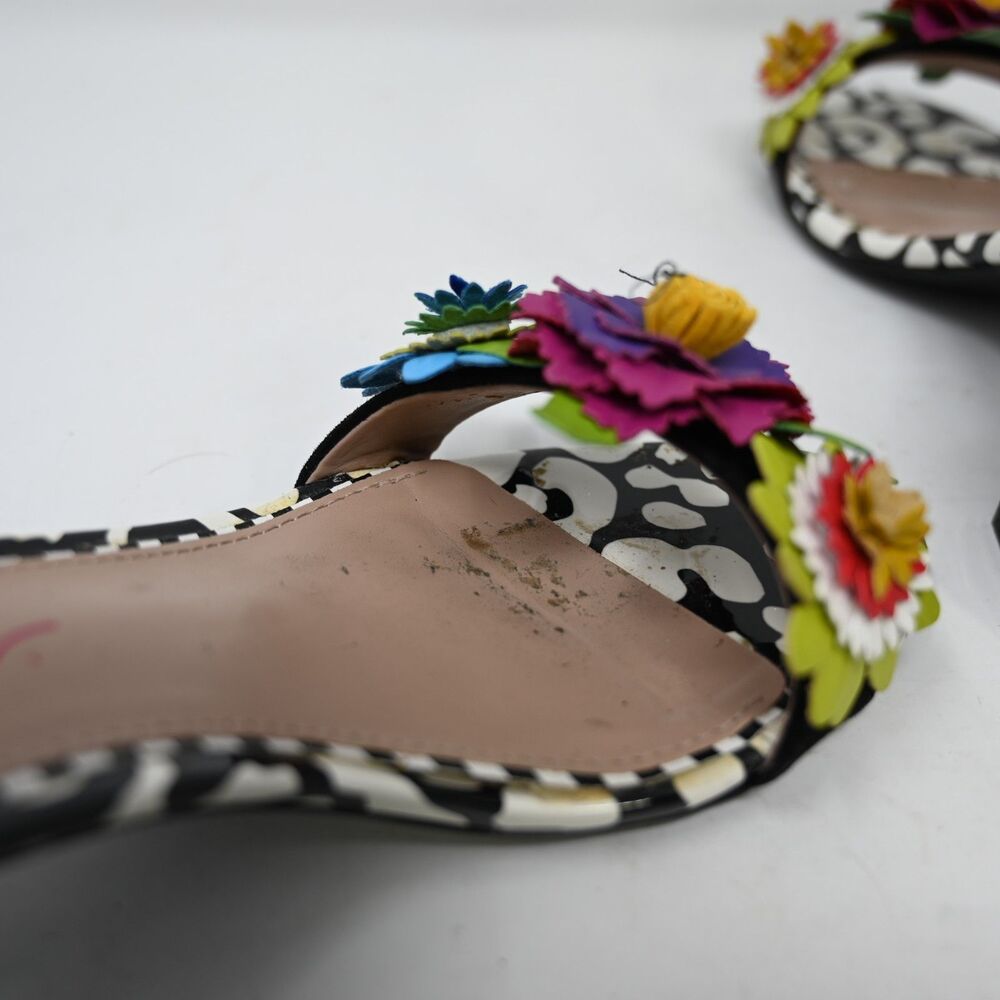 Betsey Johnson Lore 7 Floral Sandals Striped Block Heel 3D Flowers - Picture 6 of 10